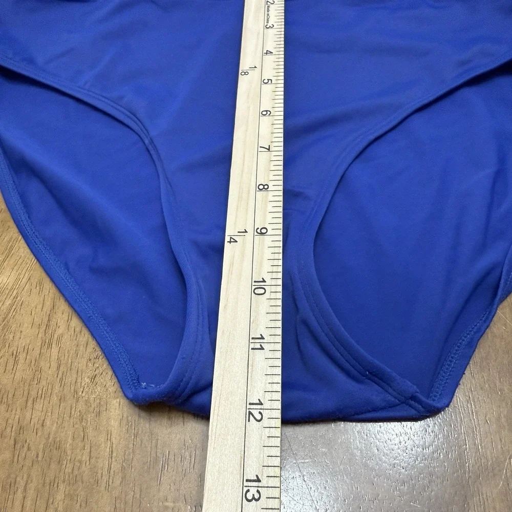 LL Bean bikini bottoms womens 14 blue high waist beach pool nautical coastal UPF